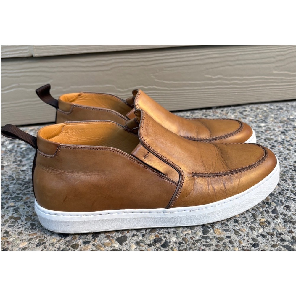 Magnanni Durham Mens Shoe Size 7 1/2 Brown Hi Top Casual Slip On Sneaker Leather